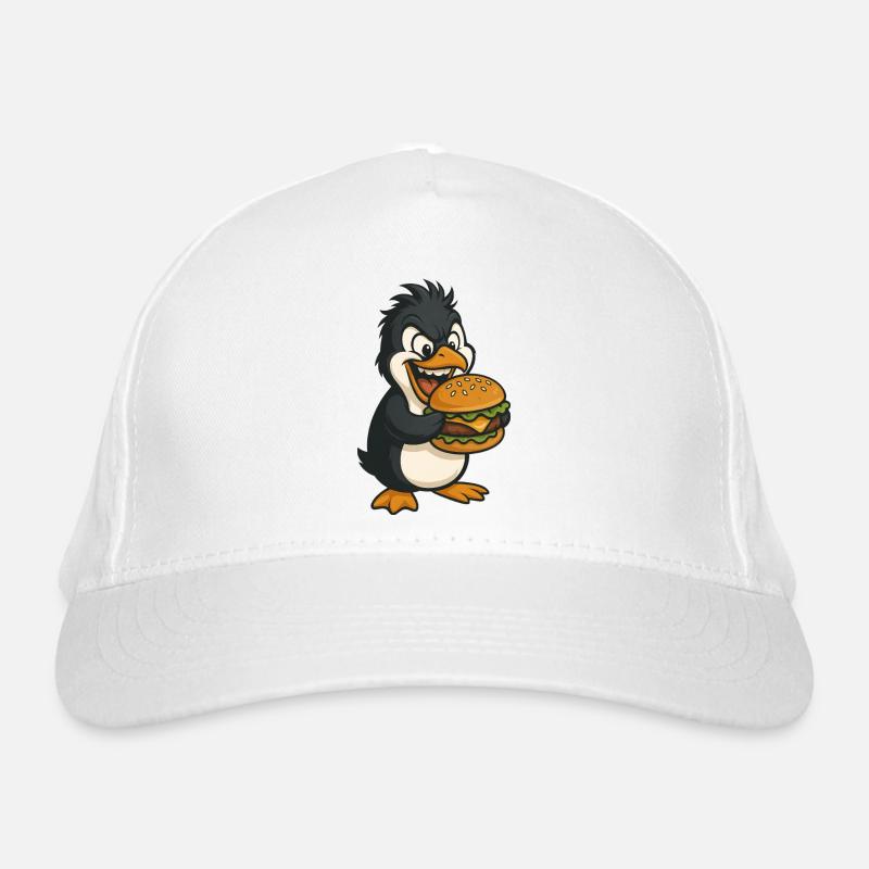 Pingouin frais avec hamburger Cheeseburger Restauration rapide Casquette classique bio