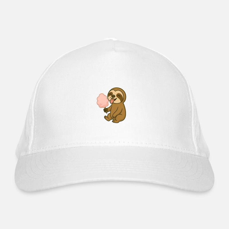 Cute sloth with cotton candy Organic Baseball Cap