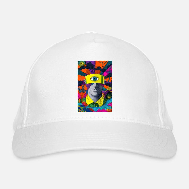 Visionary face with hypnotic eye Organic Baseball Cap