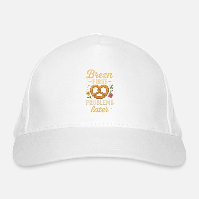 Brezn_first-_Problems_later_Lustiges_Party_Shir Bio-Baseballkappe