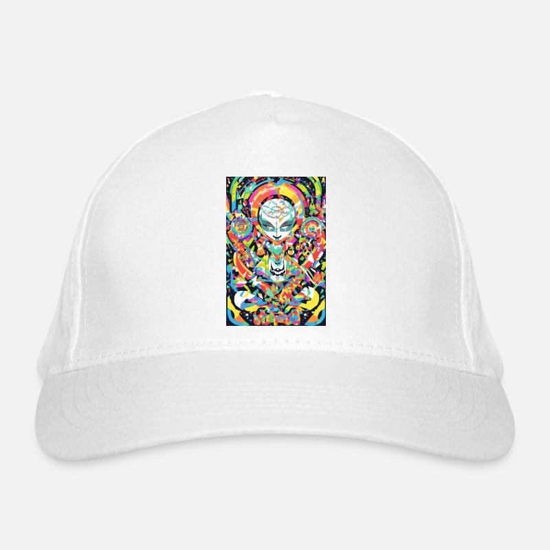 Psychedelisches Chakra & Katzenkunst Bio-Baseballkappe