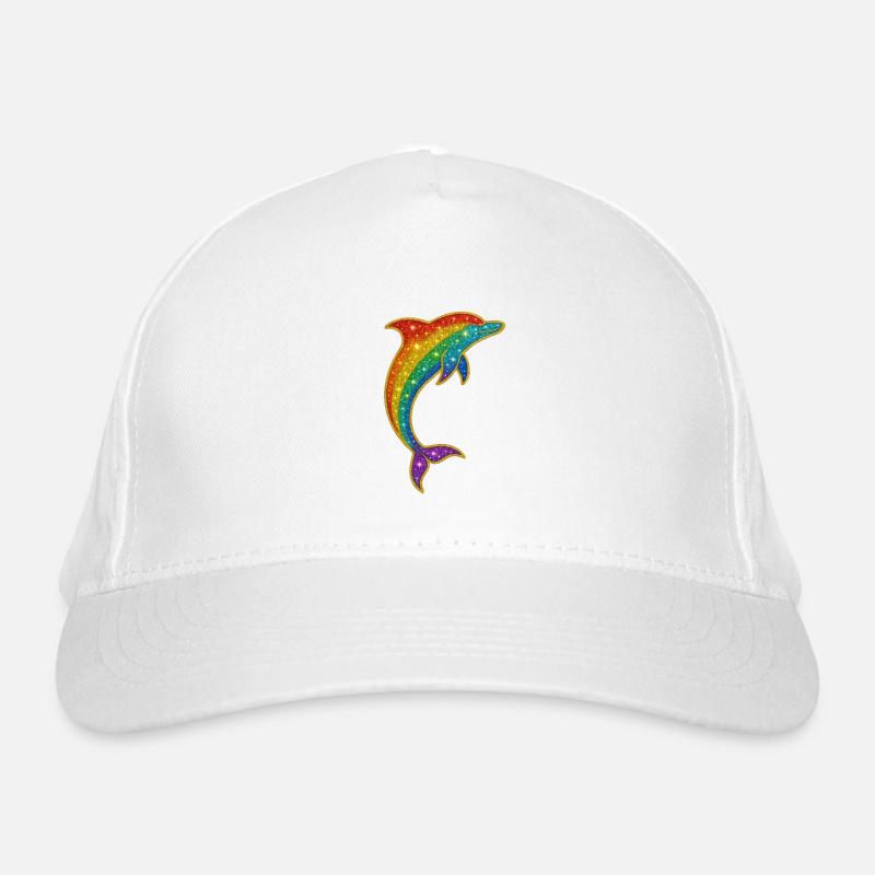 Glitzernder Regenbogen-Delfin Bio-Baseballkappe