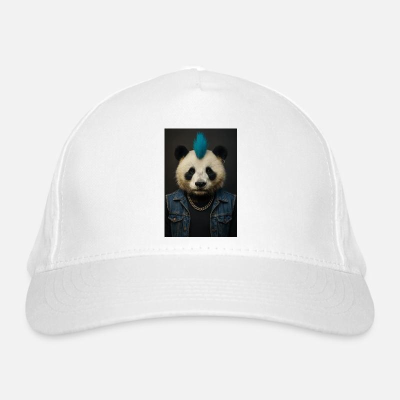 Panda Punk with Blue Mohawk Organic Baseball Cap