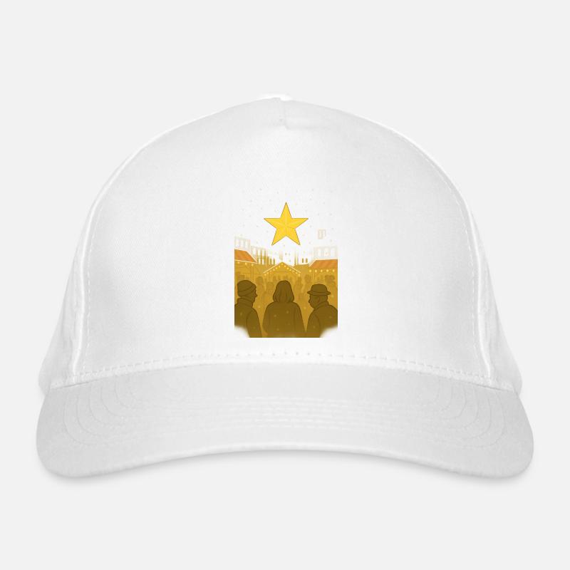 Étoile dorée au-dessus du marché de Noël Casquette classique bio