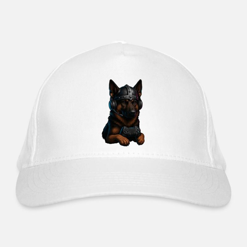 Gaming Hund mit Wikingerhelm Bio-Baseballkappe