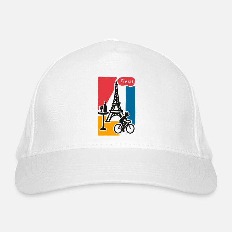 France Graphic: Eiffel Tower and Bicycle Organic Baseball Cap