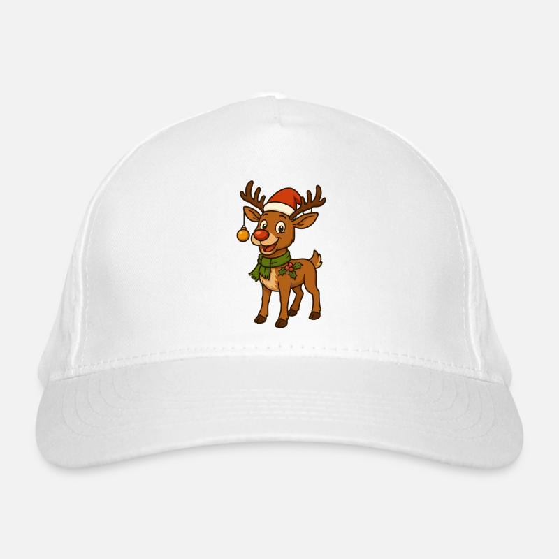 Comic-Weihnachtshirsch mit Deko Bio-Baseballkappe