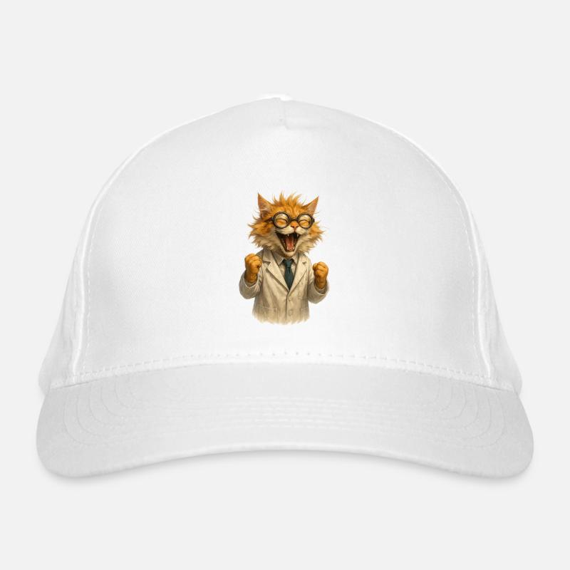 Chat Scientifique en Blouse Blanche Casquette classique bio