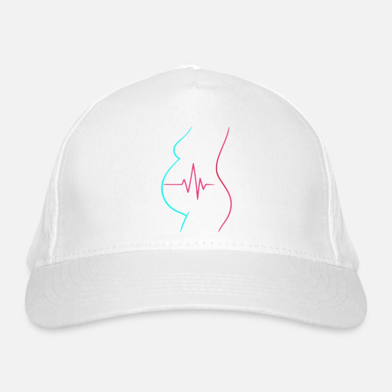 Neon-Silhouette schlägt Babyschwangerschaft - Bio-Baseballkappe - Weiß