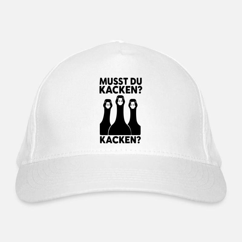 musst du kacken gänse - Bio-Baseballkappe - Weiß