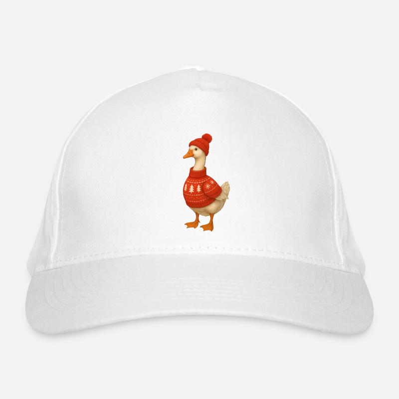 Gans im Strickpullover Bio-Baseballkappe