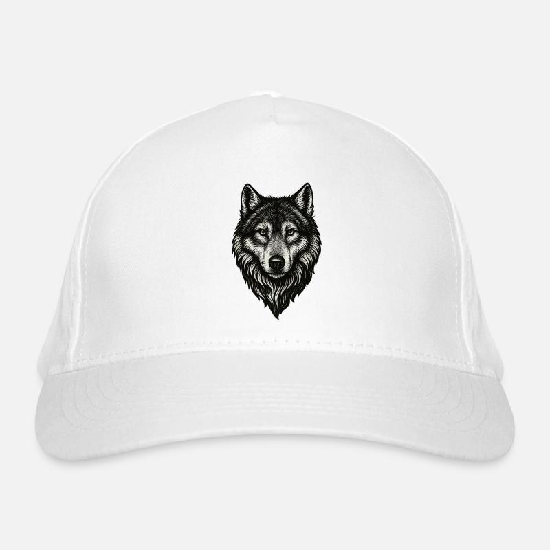 Art de la ligne de tête W Wolf noir et blanc Casquette classique bio