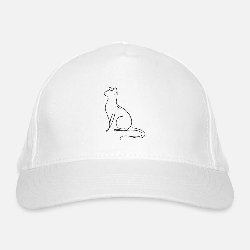 Silent Cat Silhouette in Elegant Flowing Lines Art - Organic Baseball Cap - white