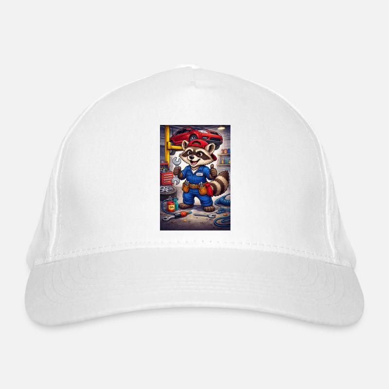 Raccoon Mechanic Workshop Organic Baseball Cap