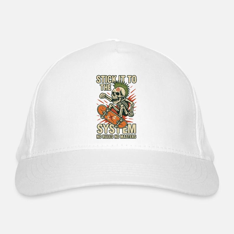 Skeleton Skateboard Against the System Organic Baseball Cap