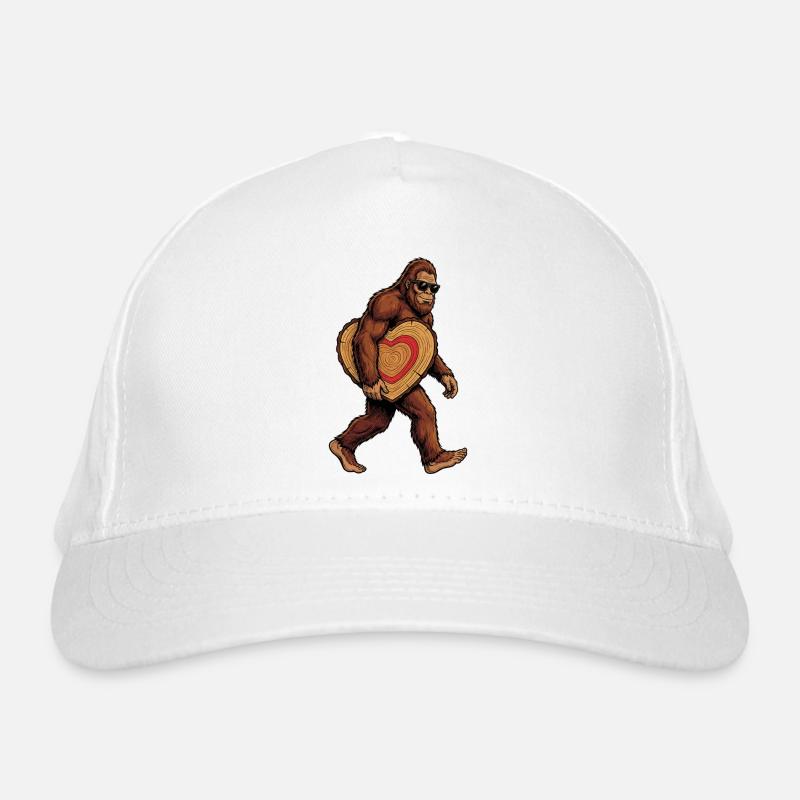 Sasquatch mit Holzherz Bio-Baseballkappe