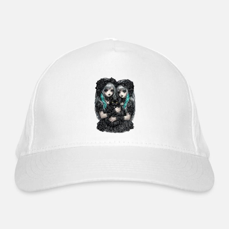 Gothic Zwillinge und schwarze Katze Bio-Baseballkappe