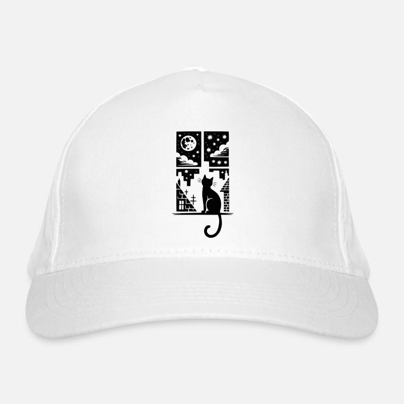 Chat à la fenêtre au clair de lune Casquette classique bio