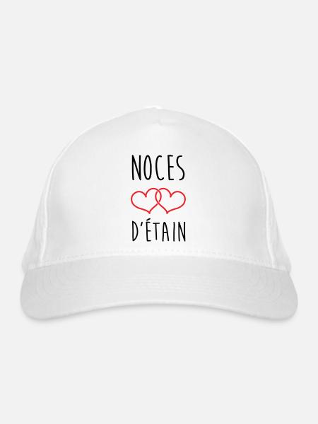 Zinnhochzeit 10 Jahre Hochzeit - Bio-Baseballkappe - Weiß - Vorne