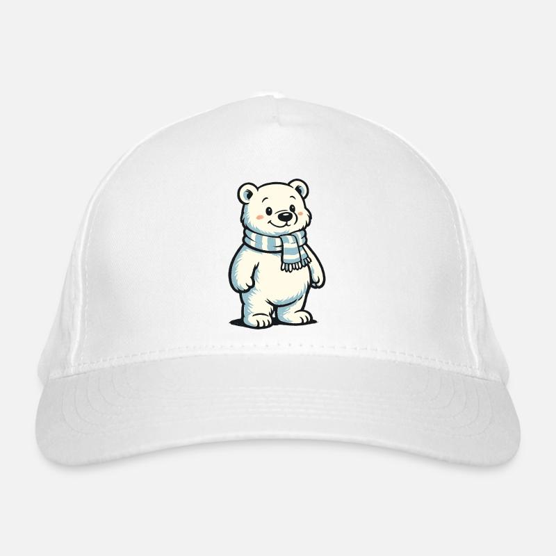 Polar bear with scarf Organic Baseball Cap