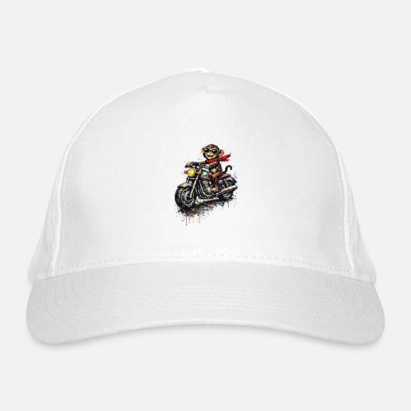 Monkey on motorcycle color explosion Organic Baseball Cap