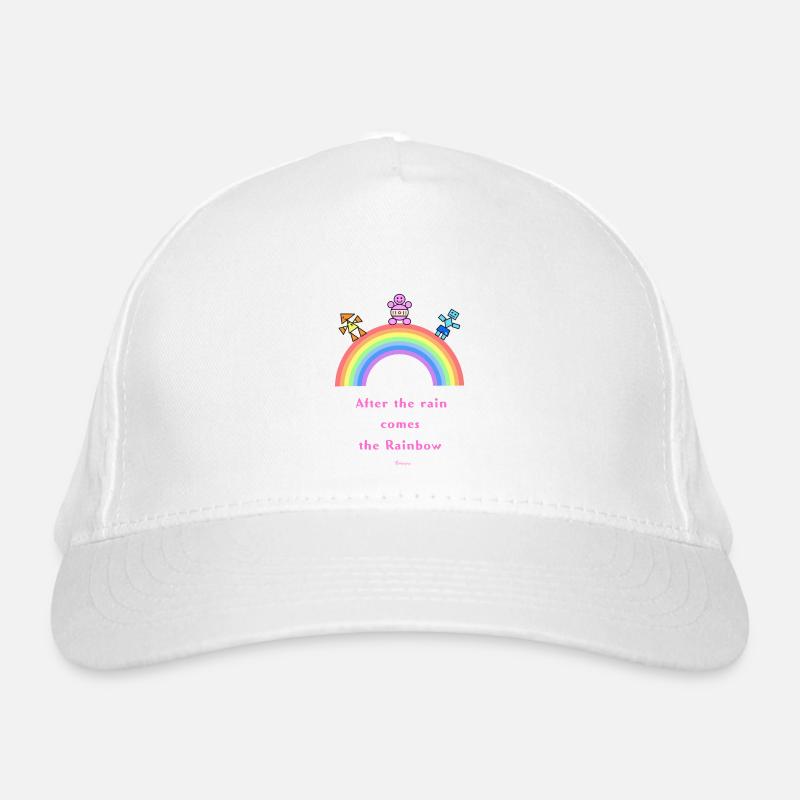 After the rain comes the Rainbow! - Organic Baseball Cap - white