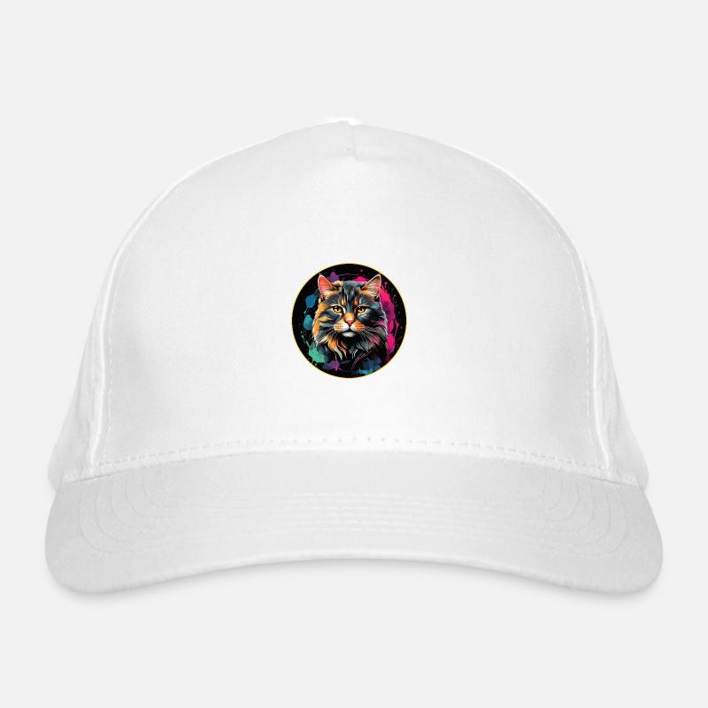 Cute cat portrait in watercolor technique in a circle Organic Baseball Cap