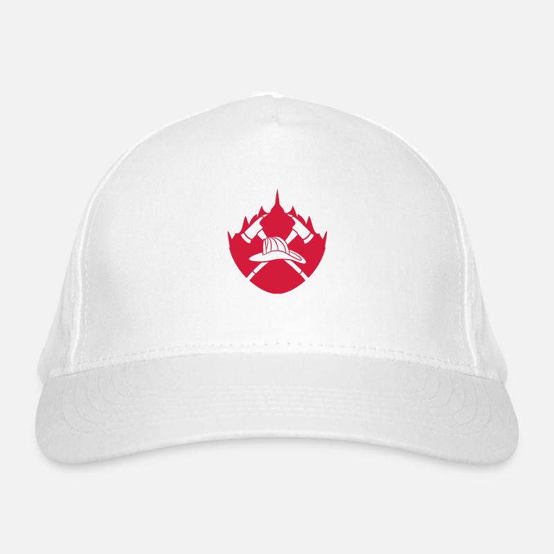 Fire flame helmet 2 axes logo Organic Baseball Cap