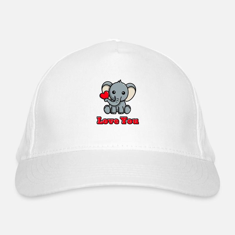 Ein süßer Elefant mit Herz Bio-Baseballkappe