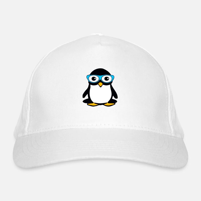 Pinguin mit blauer Brille Bio-Baseballkappe