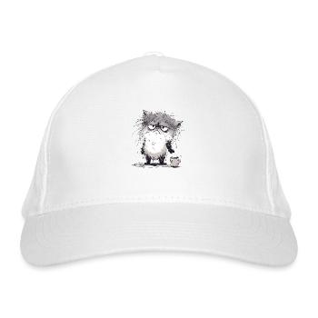 Grantige Katze - Bio-Baseballkappe - Weiß - Vorne