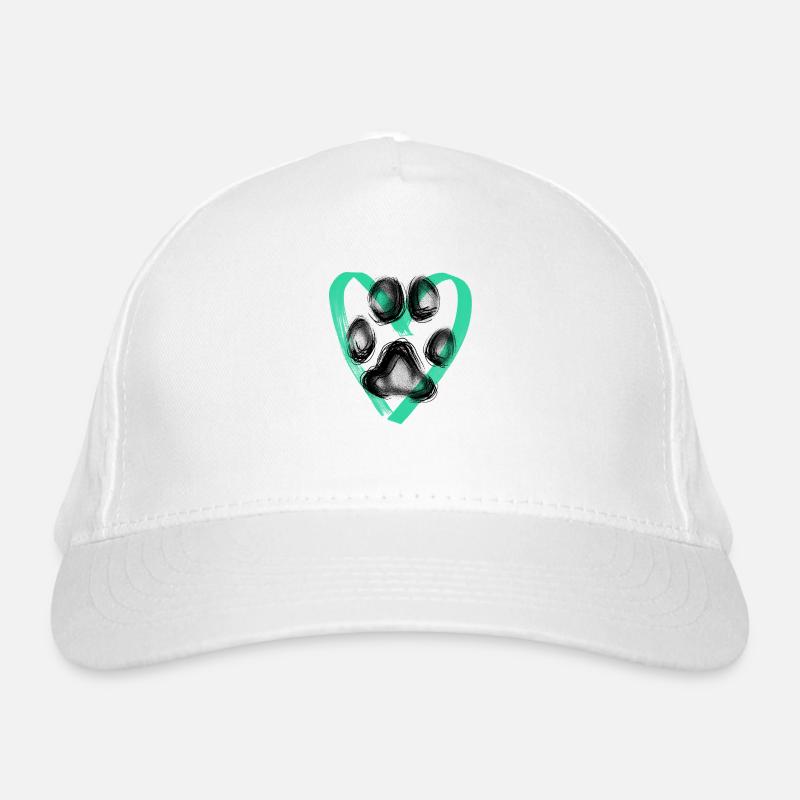 Empreinte de patte avec coeur, turquoise Casquette classique bio