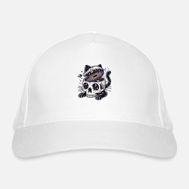 Cat skull with universe Organic Baseball Cap