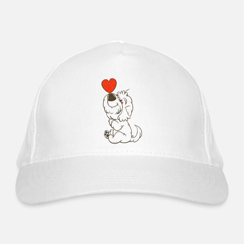 cockapoo Thor with heart brown line drawing Organic Baseball Cap