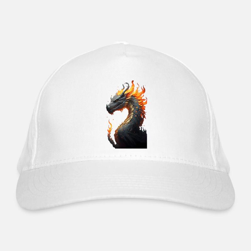 Dragon head with fire Organic Baseball Cap