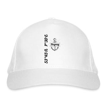 Koordinaten Motiv Insel Langeoog - Bio-Baseballkappe - Weiß - Vorne