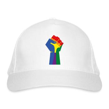 Die erhobene Faust (Regenbogenfarben) - Bio-Baseballkappe - Weiß - Vorne