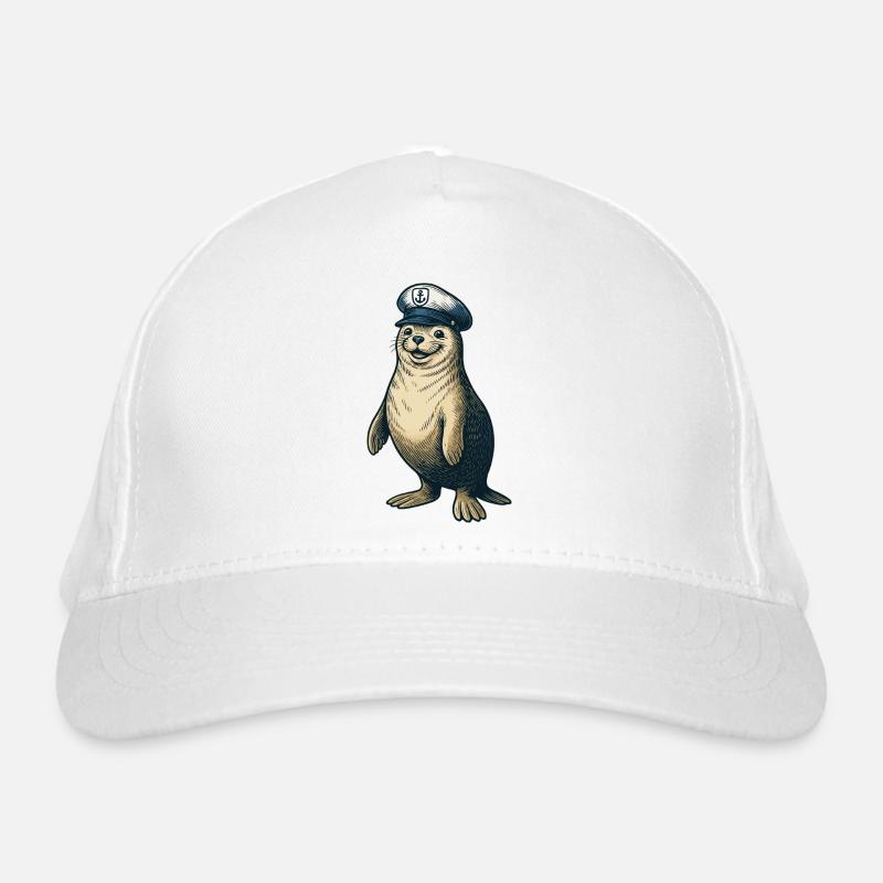 Seal with captain's cap Organic Baseball Cap