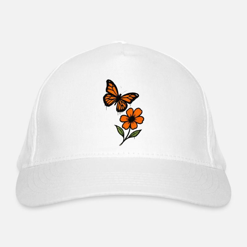 Schmetterling und Blüte Graffiti Bio-Baseballkappe