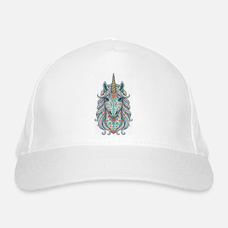 Unicorn Floral Pattern Organic Baseball Cap