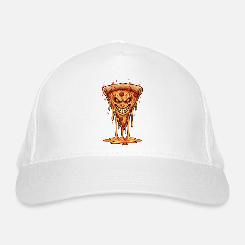 Dämonische Flammenpizza - Bio-Baseballkappe - Weiß