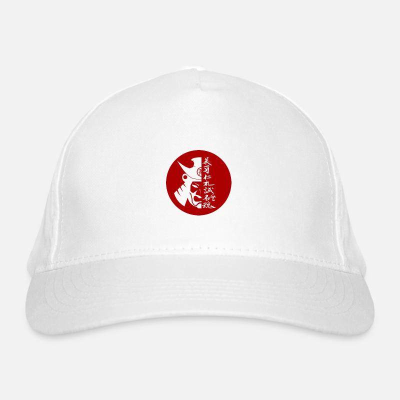 Samurai Bushido – Helm und 7 Tugenden Rot Bio-Baseballkappe