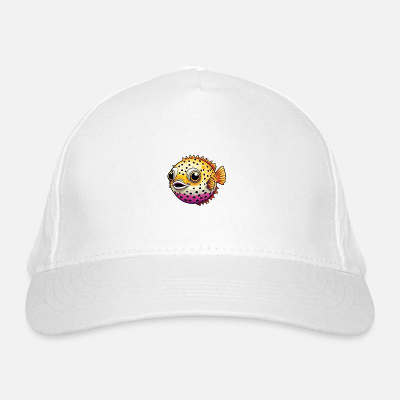 Cheerful laughing colorful puffer fish Organic Baseball Cap