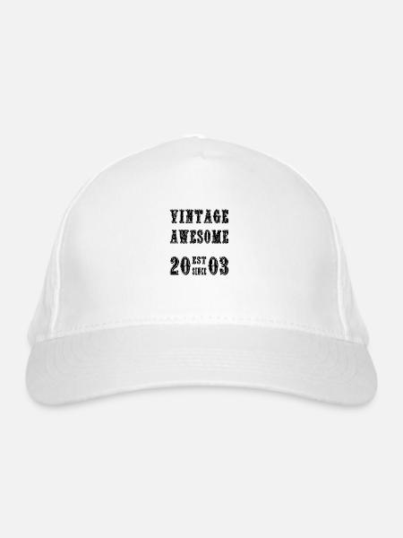 Vintage Awesome EST SINCE 2003 Birthday - Organic Baseball Cap - white - Front