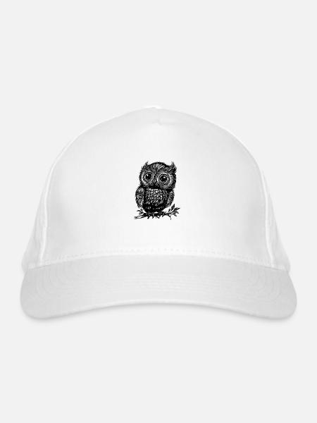 Süsse niedliche vintage Eule - Bio-Baseballkappe - Weiß - Vorne