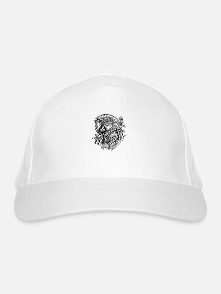 Perroquet Portrait Elégant Vintage Oiseau - Casquette classique bio - blanc - Devant
