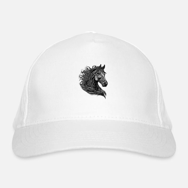 Galoppierender Hengst mit eleganter Mähne im Wind Bio-Baseballkappe