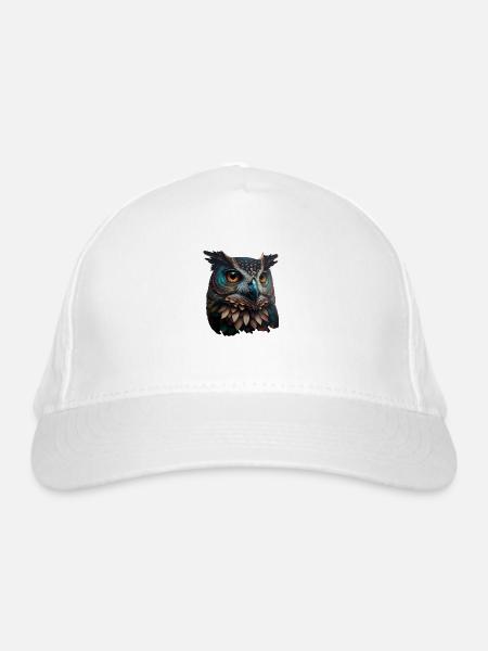 Elegante bunte Eule mit großen Augen - Bio-Baseballkappe - Weiß - Vorne