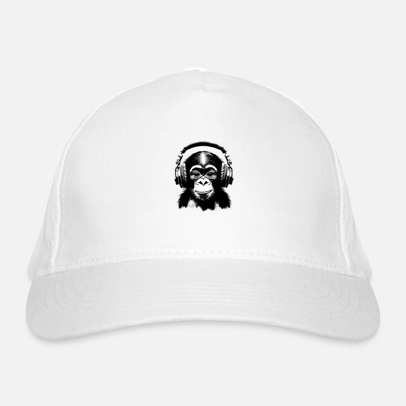Monkey with headphones 🎧 Organic Baseball Cap