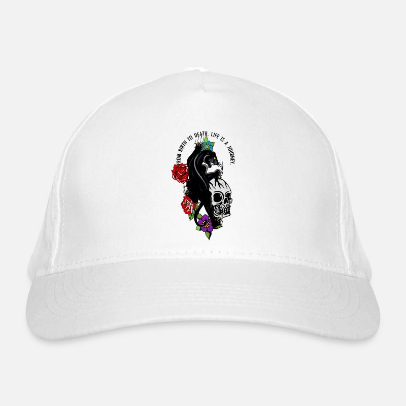 Kopf des Todes Panthere Schädel rosa Blume Zitat Bio-Baseballkappe